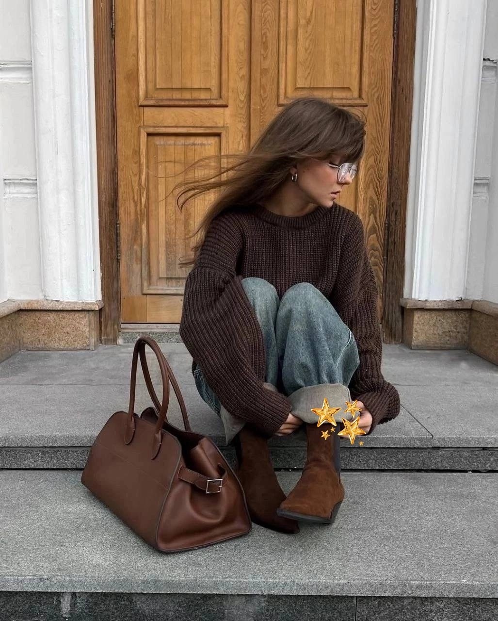 свитеры модные,объемный свитер,коричневый свитер,женский свитер оверсайз