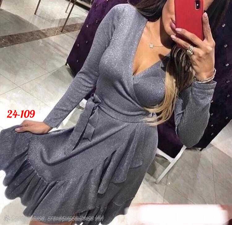 трикотажное платье с люрексом,трикотажное платье на запах с воланами,женское трикотажное платье,модели вечерних платьев из люрекса,платье женская