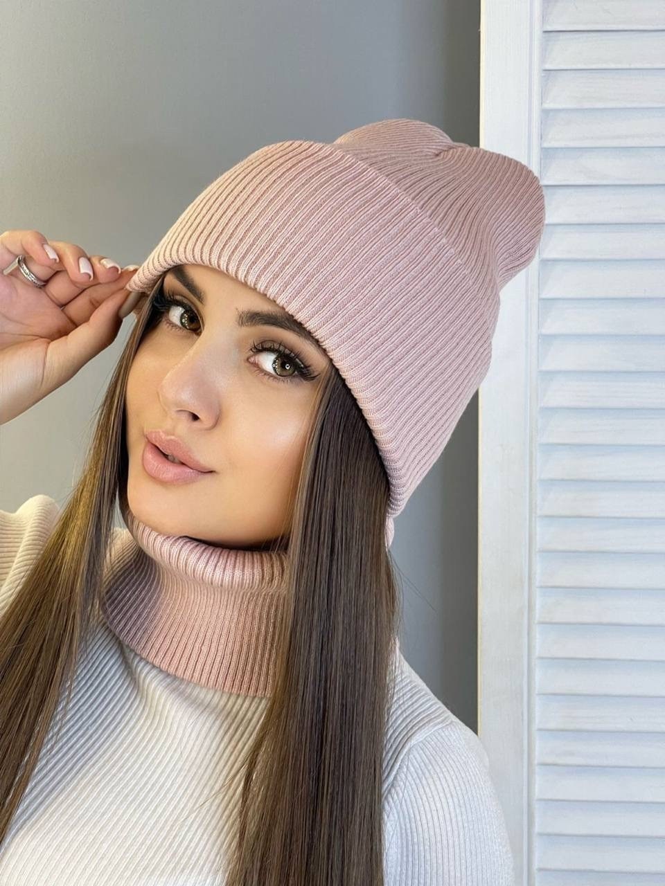 комплект женский шапка и снуд,шапка бини,шапки комплект женская,комплект шапки,популярная шапка 2025