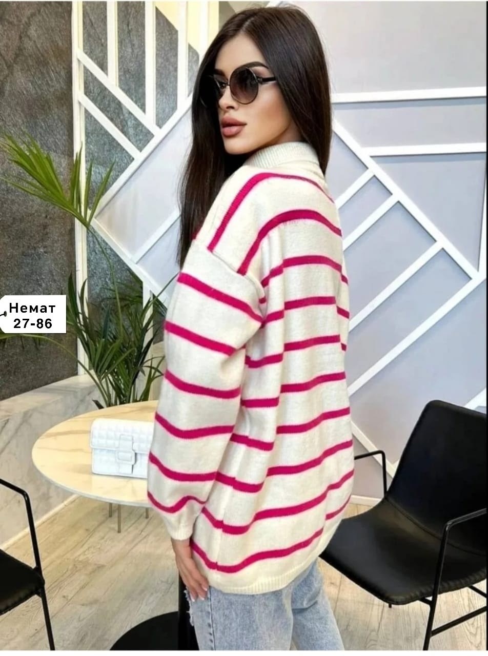 свитер женский в полоску,стильная кофта,кофта женская,свитер вязаный оверсайз в полоску,свитер женский кофта