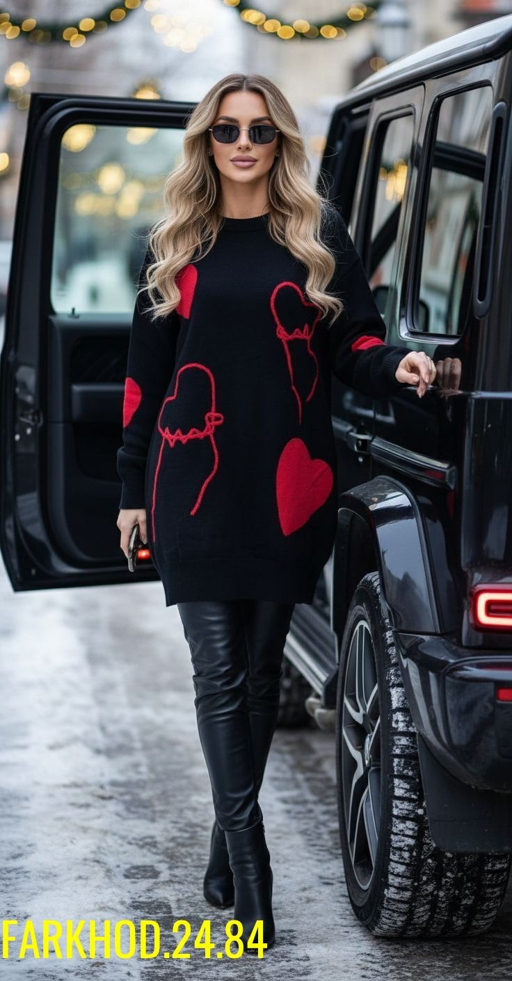 свитер удлиненная,модные свитера,свитера женские,свитер с сердцем,вязаные свитера