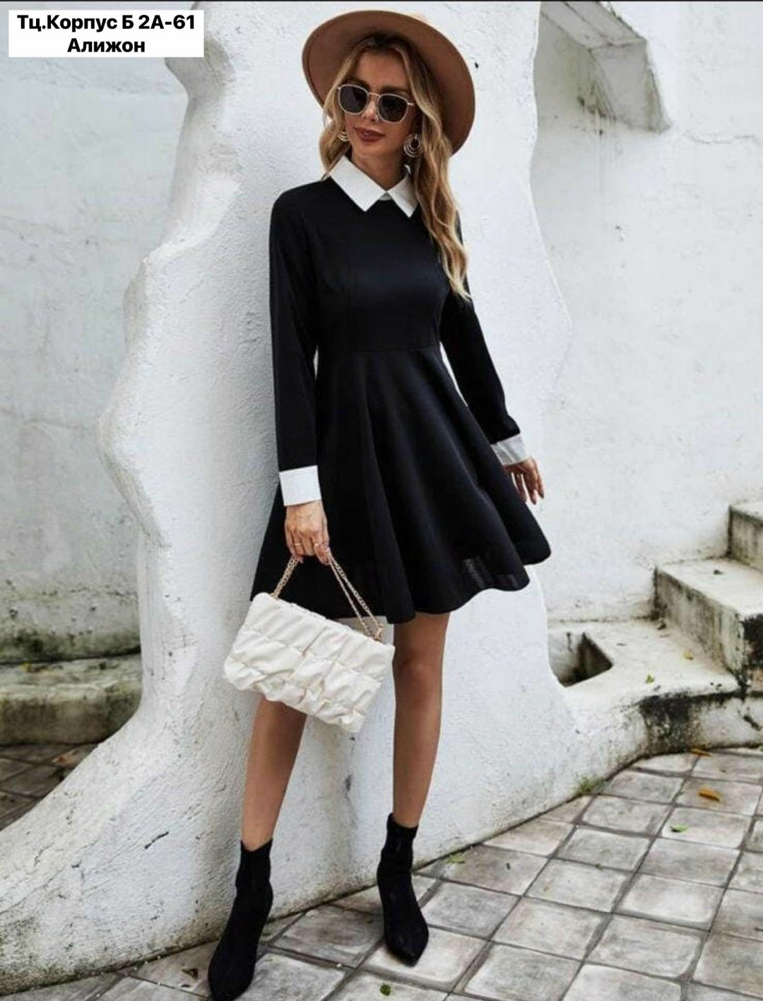 платье с белым воротником,черное платье с белым воротником,стильное платье,платье с воротником,черное платье с воротником