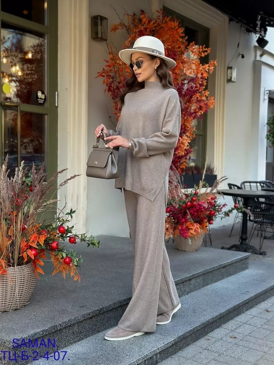 трикотажный костюм с брюками женский,трикотажный костюм с брюкам,костюм кашемир,брючный костюм оверсайз женский,брючный трикотажный костюм