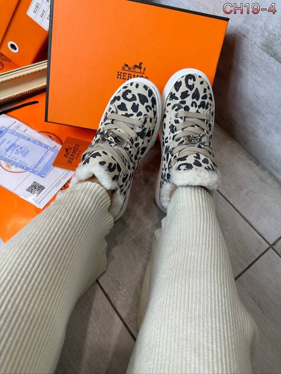 ,кеды hermes,кеды с натуральным мехом hermes,кеды леопардовые,женские кеды