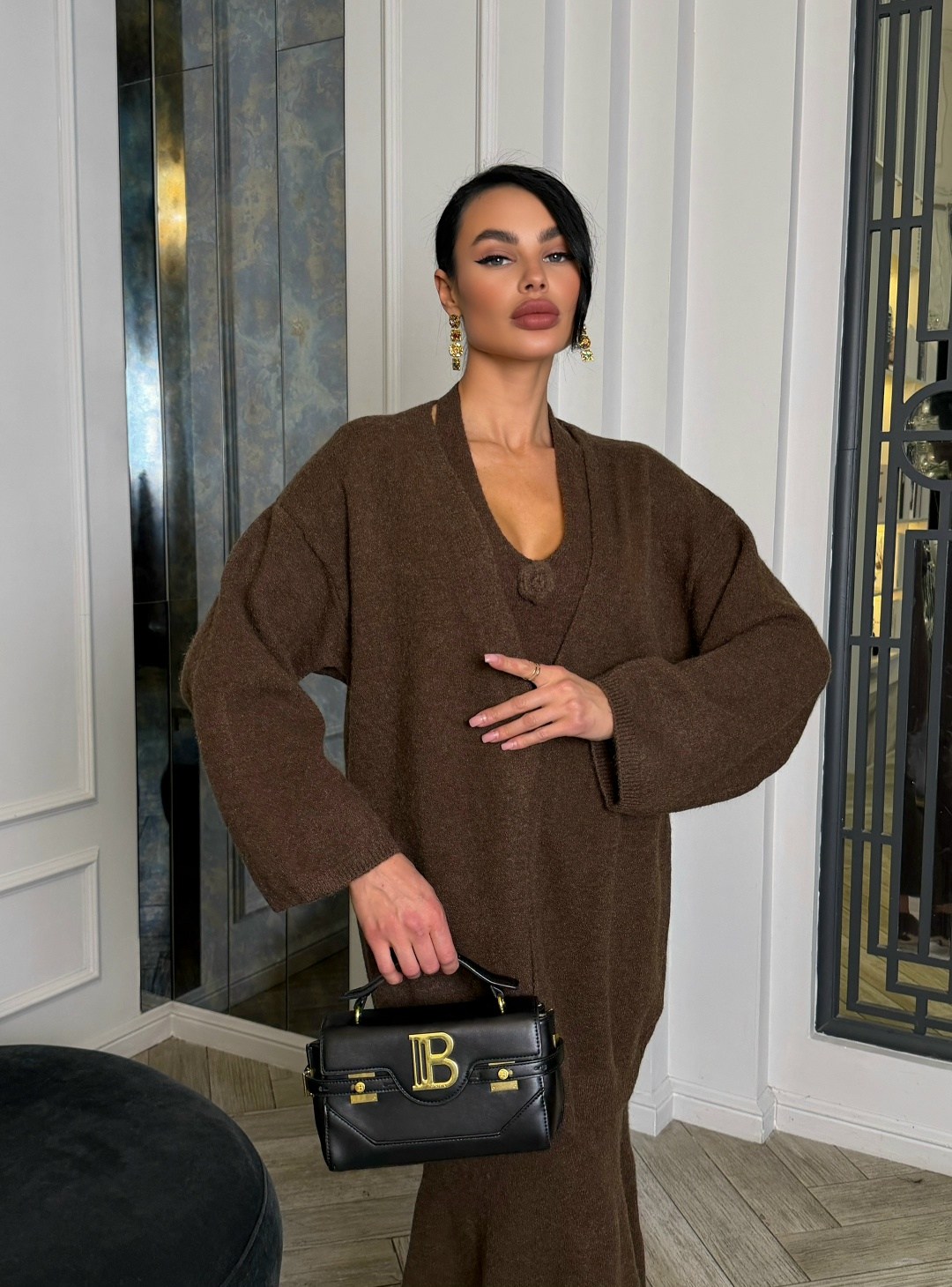 костюм коричневый,модели кардиган,женские кардиганы,женские костюмы,платье кардиган