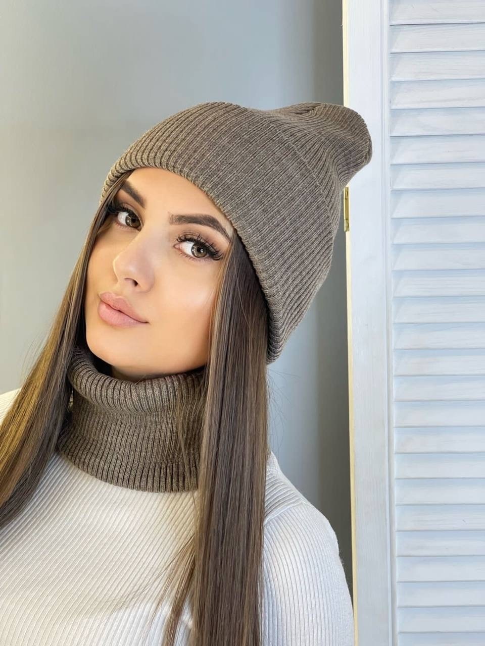 комплект женский шапка и снуд,шапка бини,шапки комплект женская,комплект шапки,популярная шапка 2025