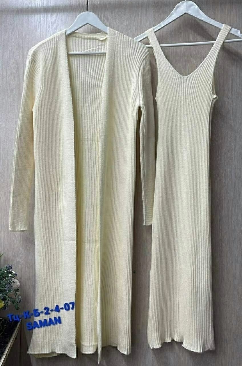 вязаные костюмы,платье лапша,платье лапша с кардиганом,трикотажное платье,вязаное платье