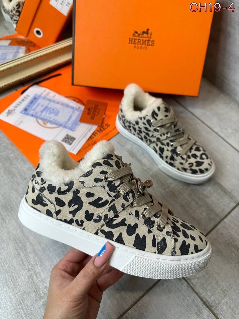 ,кеды hermes,кеды с натуральным мехом hermes,кеды леопардовые,женские кеды
