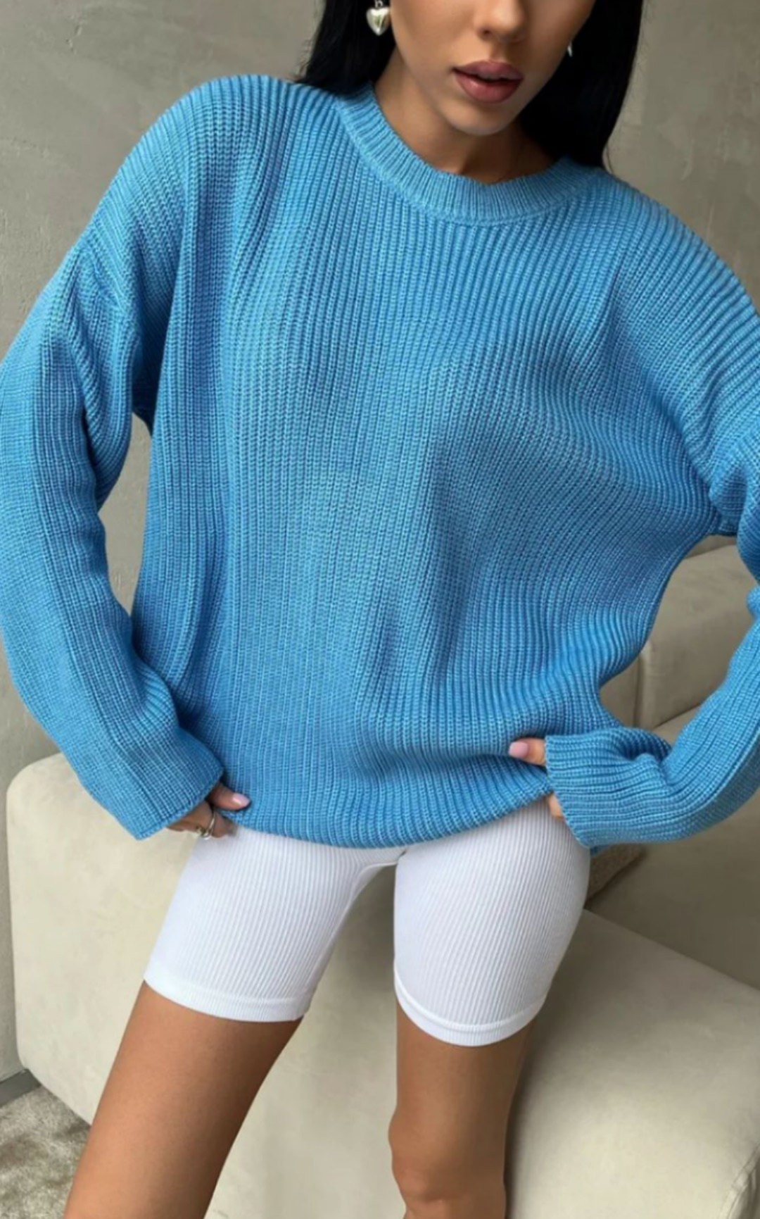свитера женские,кофта свитер,вязаный свитер оверсайз,свитер голубой,свитер
