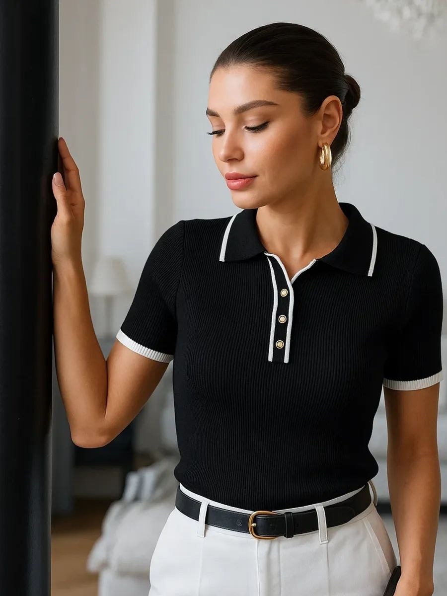 женский трикотажный пуловер,поло женская,джемпер женские,свитер с короткими рукавами,одежда для женщин
