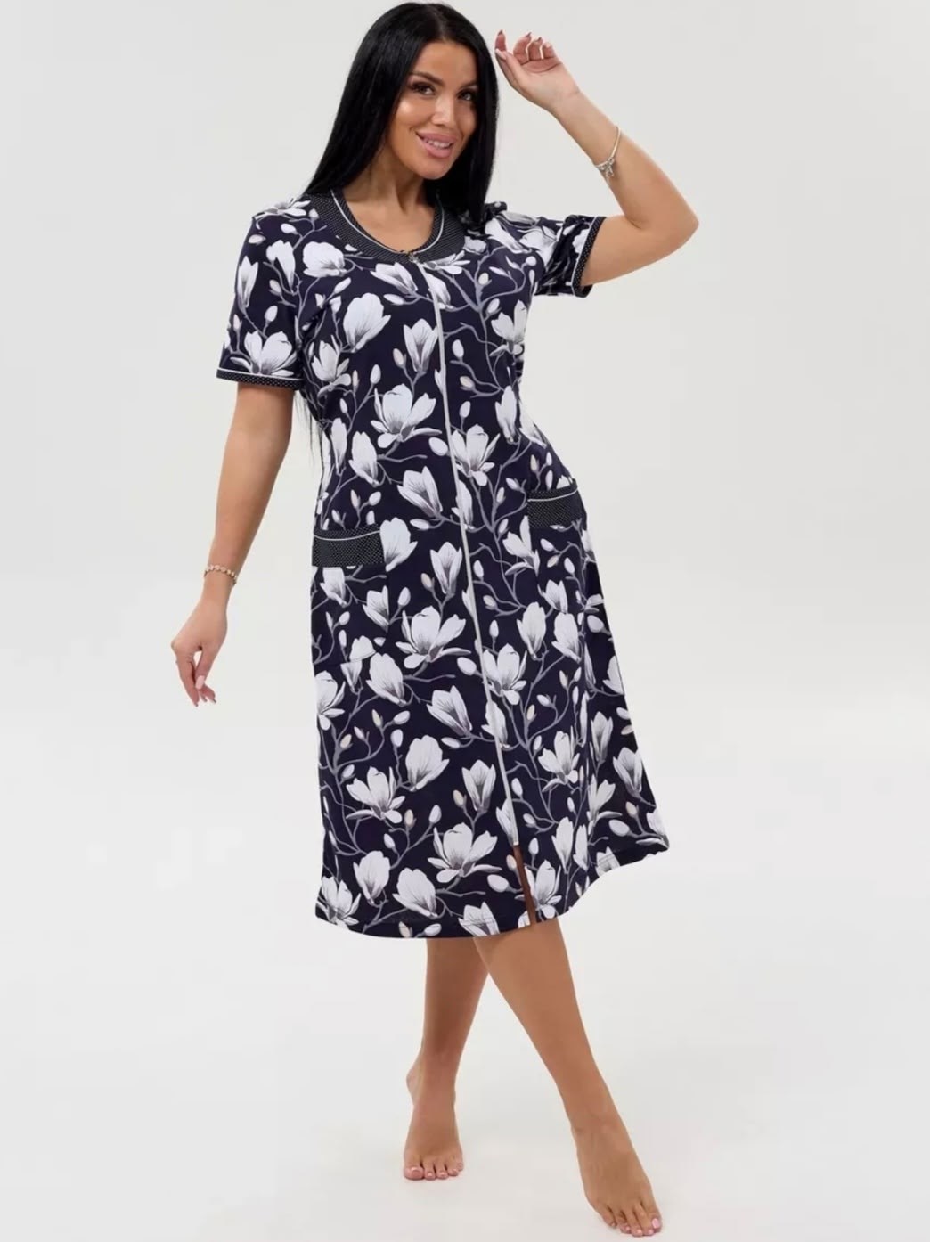 халат женский домашний,женский халат,халат женский домашний на молнии,халат golden flamingo,трикотажный халат