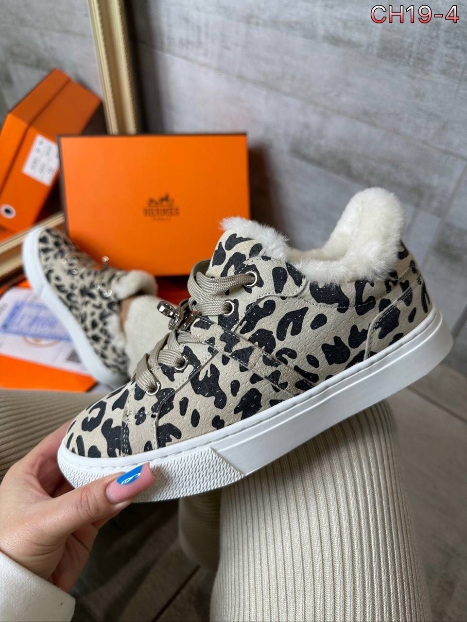 ,кеды hermes,кеды с натуральным мехом hermes,кеды леопардовые,женские кеды