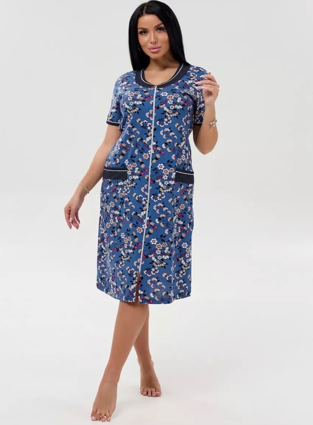 халат женский домашний,женский халат,халат женский домашний на молнии,халат golden flamingo,трикотажный халат