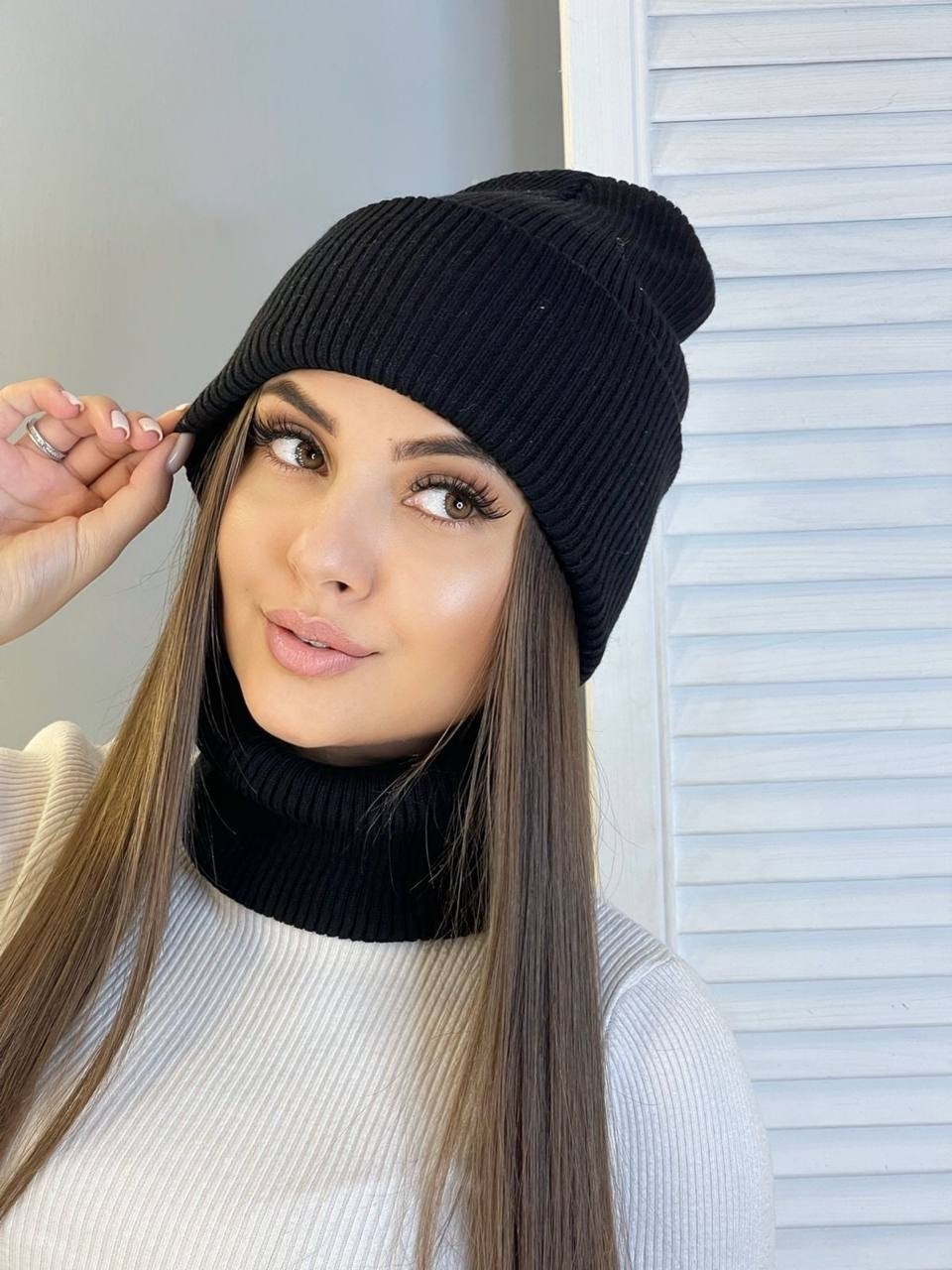 комплект женский шапка и снуд,шапка бини,шапки комплект женская,комплект шапки,популярная шапка 2025