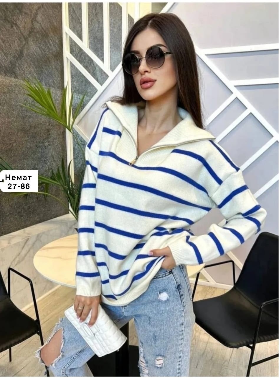 свитер женский в полоску,стильная кофта,кофта женская,свитер вязаный оверсайз в полоску,свитер женский кофта
