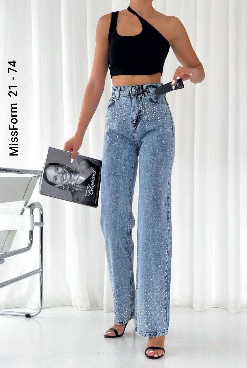 джинсы палаццо со стразами,джинсы палаццо,женские джинсы,прямые джинсы,модные джинсы