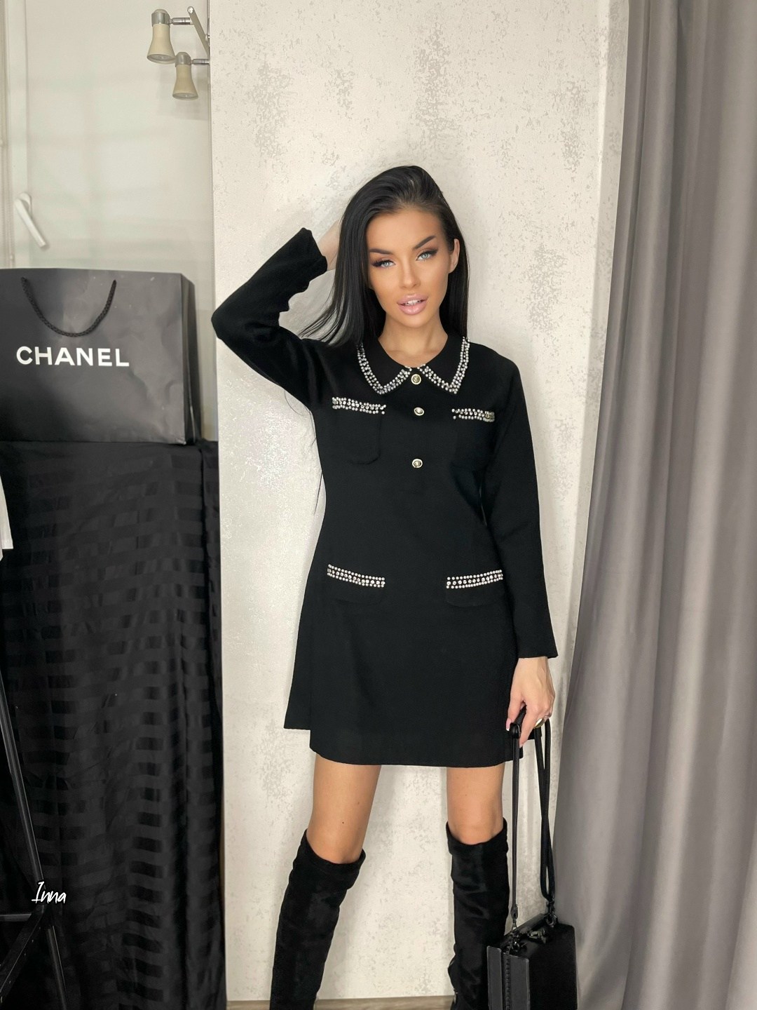 платье,платье с воротником,платье черное,короткие платье,женский платье