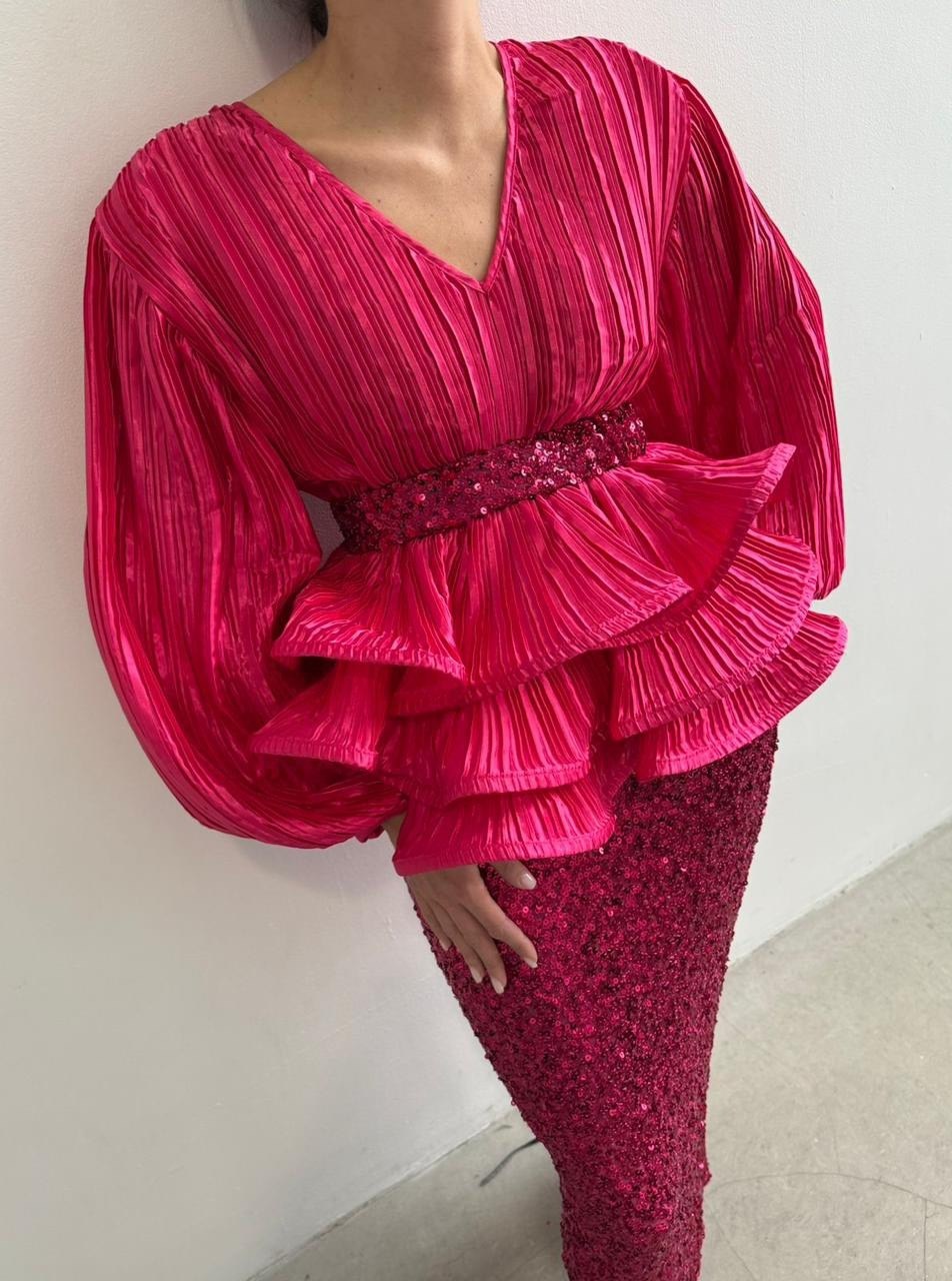 платье вечернее,плиссированная блузка,плиссированная юбка,платье стильное,вечерние костюмы