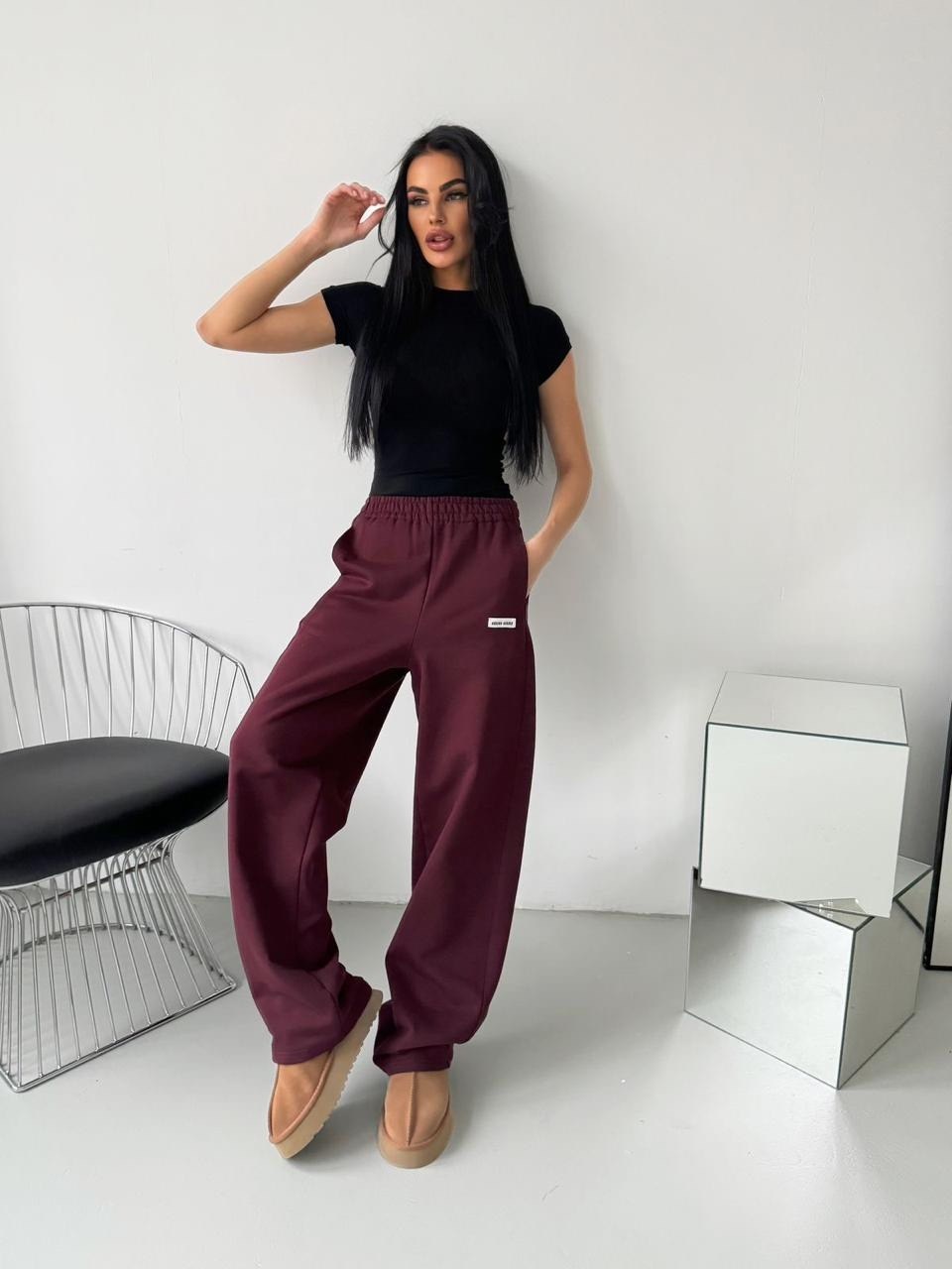 широкие брюки,брюки спортивные,бордовые брюки,штаны широкие,модные брюки палаццо