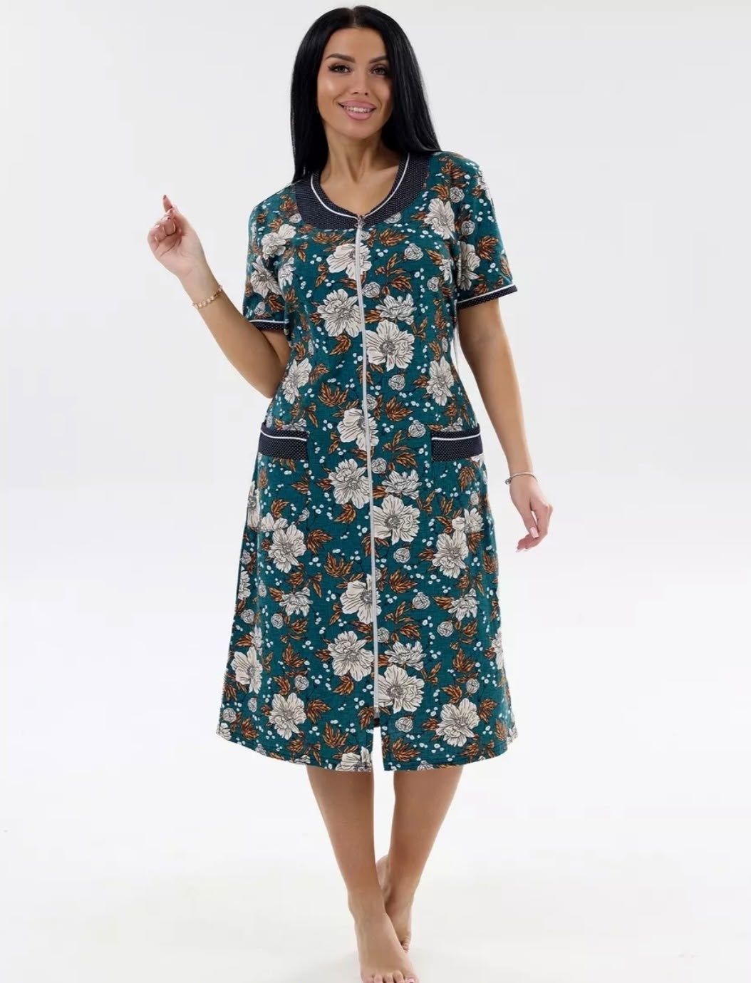 халат женский домашний,женский халат,халат женский домашний на молнии,халат golden flamingo,трикотажный халат