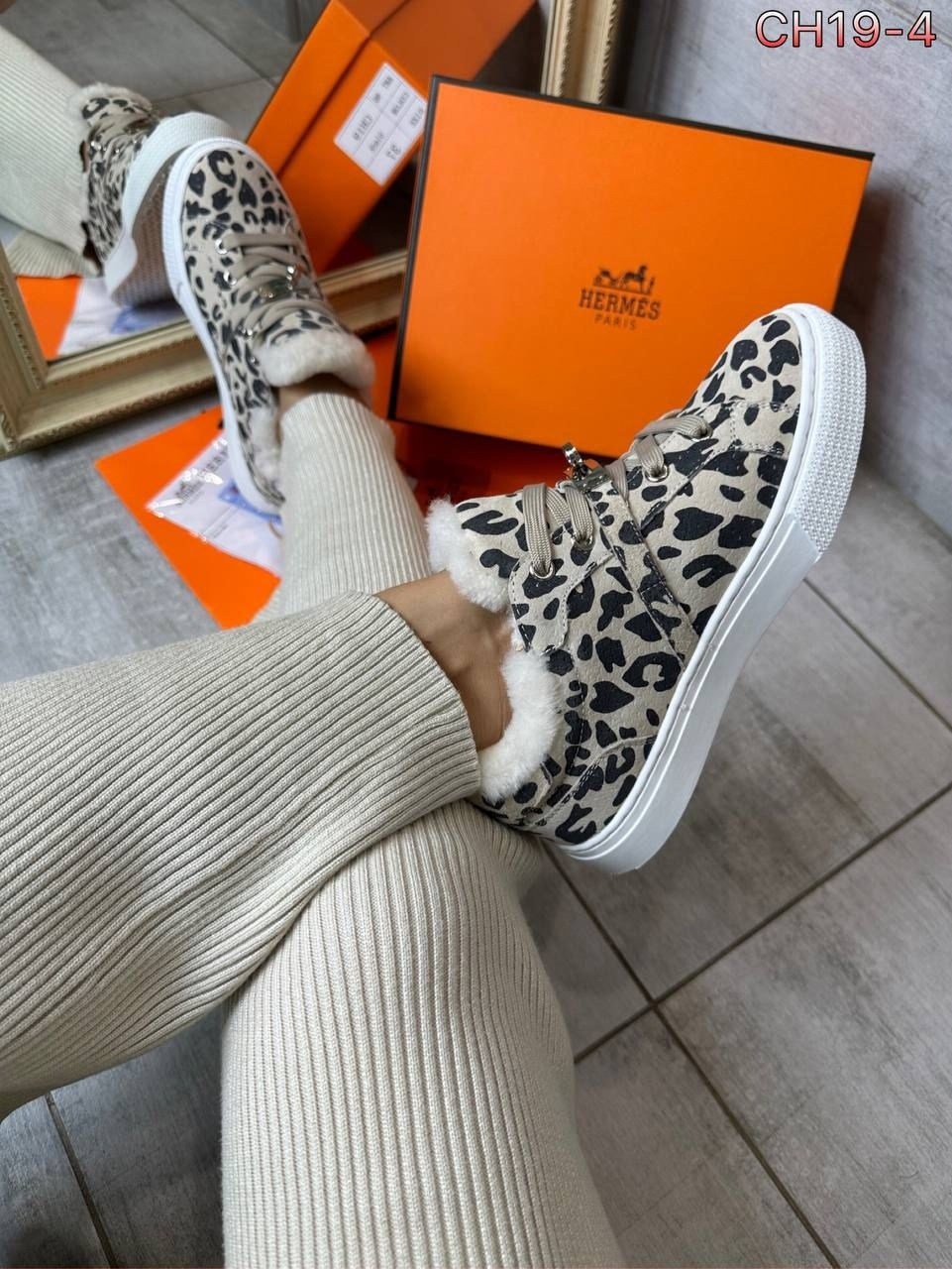 ,кеды hermes,кеды с натуральным мехом hermes,кеды леопардовые,женские кеды