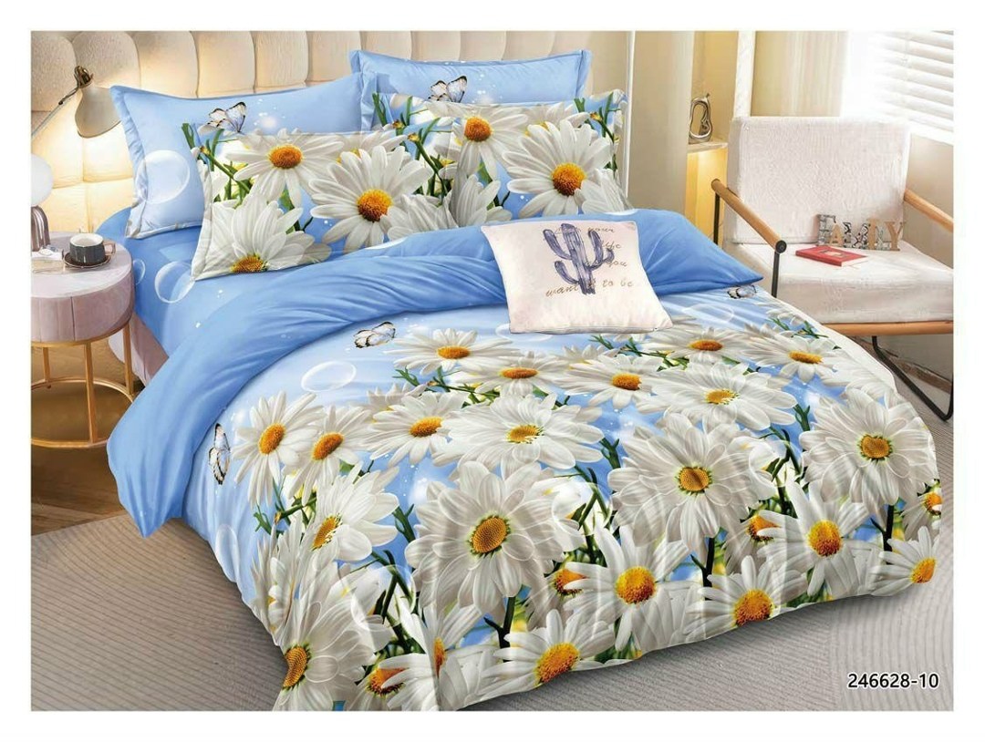постельное белье комплект,комплект постельного белье евро,постельного белья,комплект двуспального постельного белья,кпб ромашки (1.5 -сп)