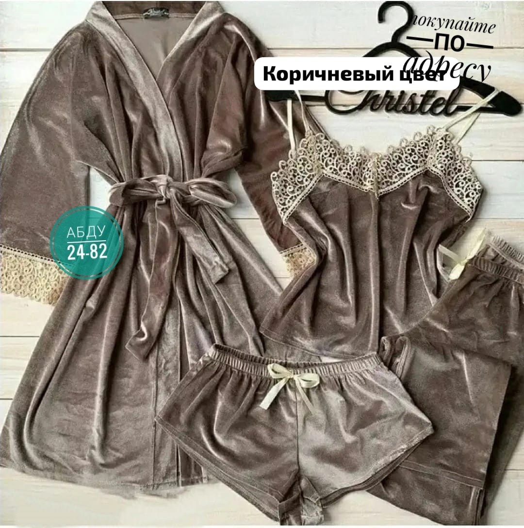 пижама велюровая четверка,пижама велюр,бархатная пижама комплект,пижама комплект,пижамы женски
