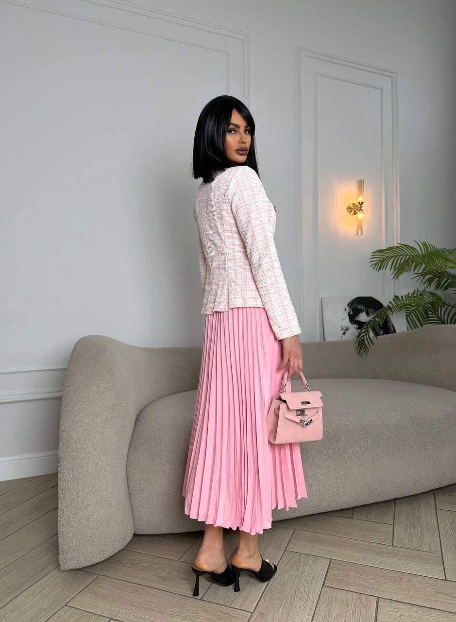 плиссированная юбка,плиссе юбка,серая плиссированная юбка,костюм с юбкой плиссе,плиссированная юбка с жакетом