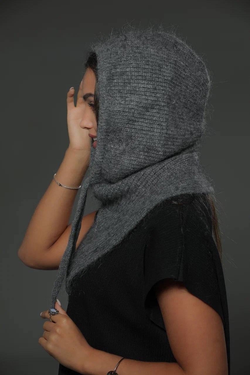 капор женский,капор вязаный,шапка платок,капор,капор из ангоры