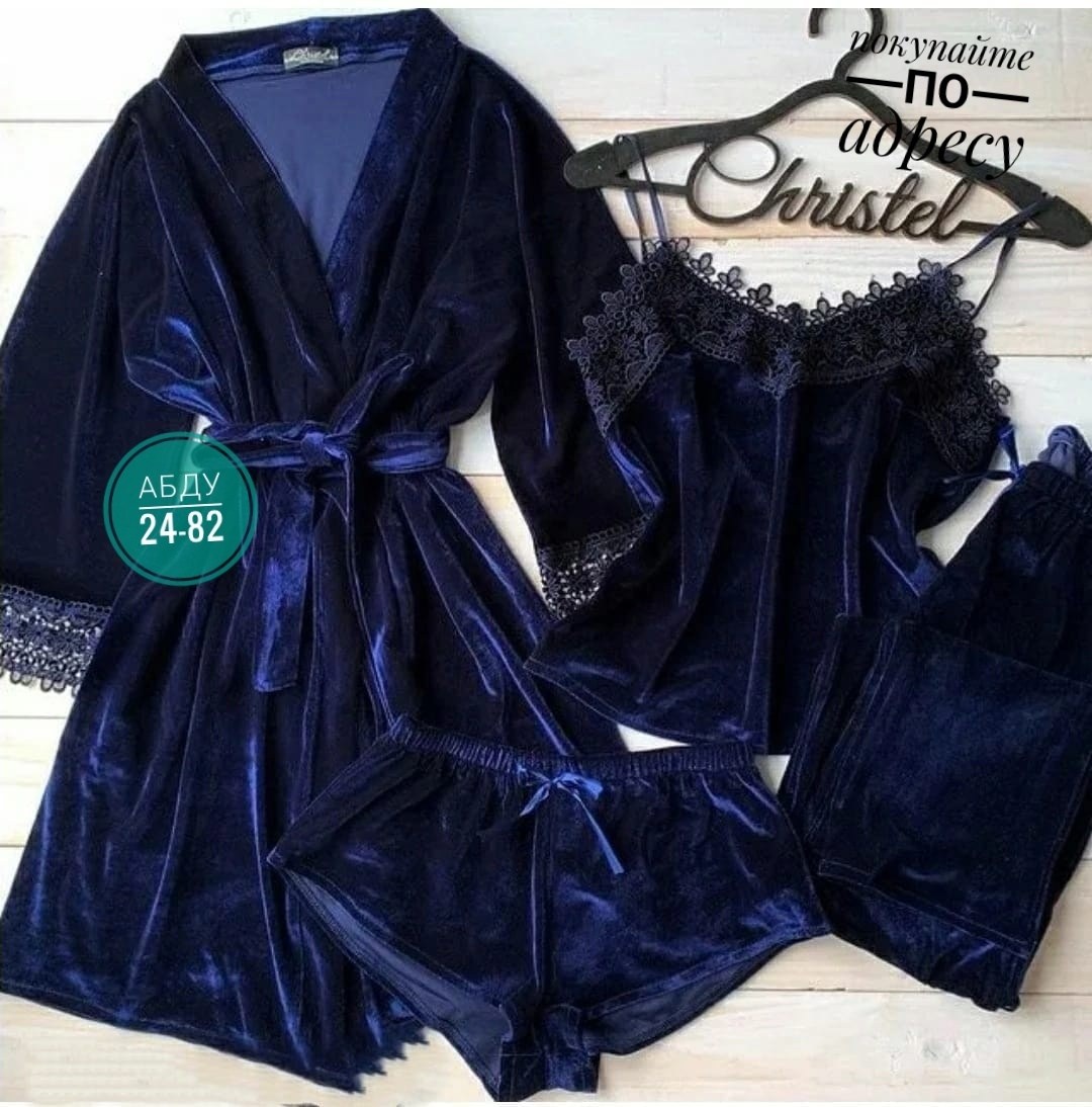 пижама велюровая четверка,пижама велюр,бархатная пижама комплект,пижама комплект,пижамы женски