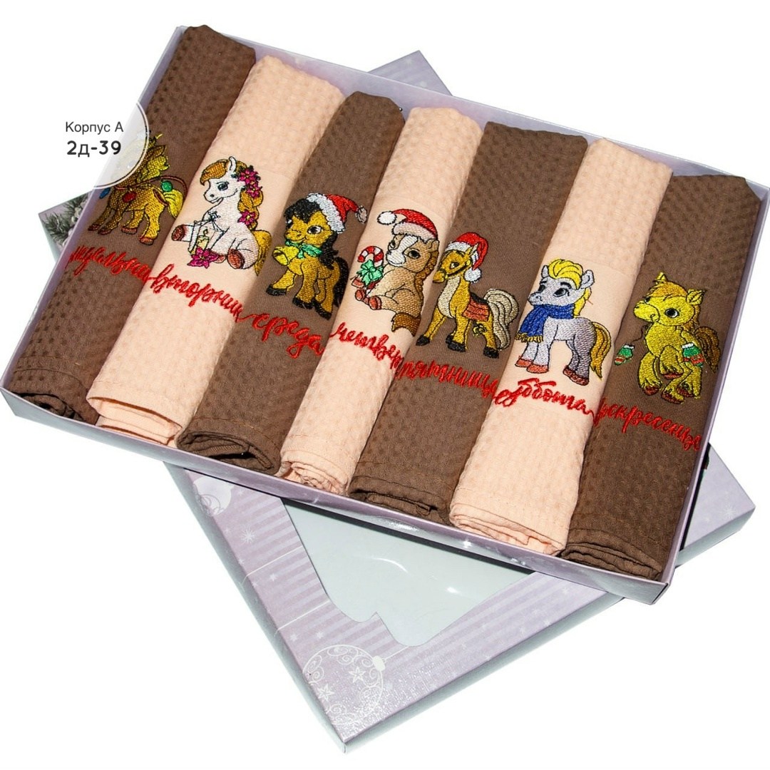 полотенце кухонное вафля неделька 7шт набор,набор кухонных полотенец неделька dinosti,набор кухонные полотенец,кухонные полотенца набор вафельное,набор вафельные полотенца