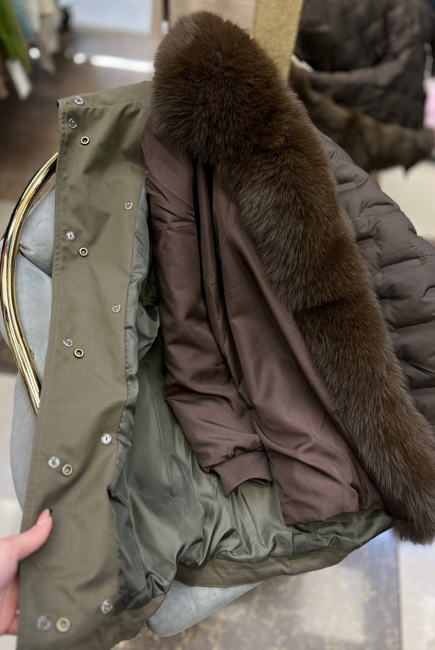 парка с натуральным мехом,парка женская с натуральным мехом,парка с мехом,зеленая парка с мехом,парка с меховым
