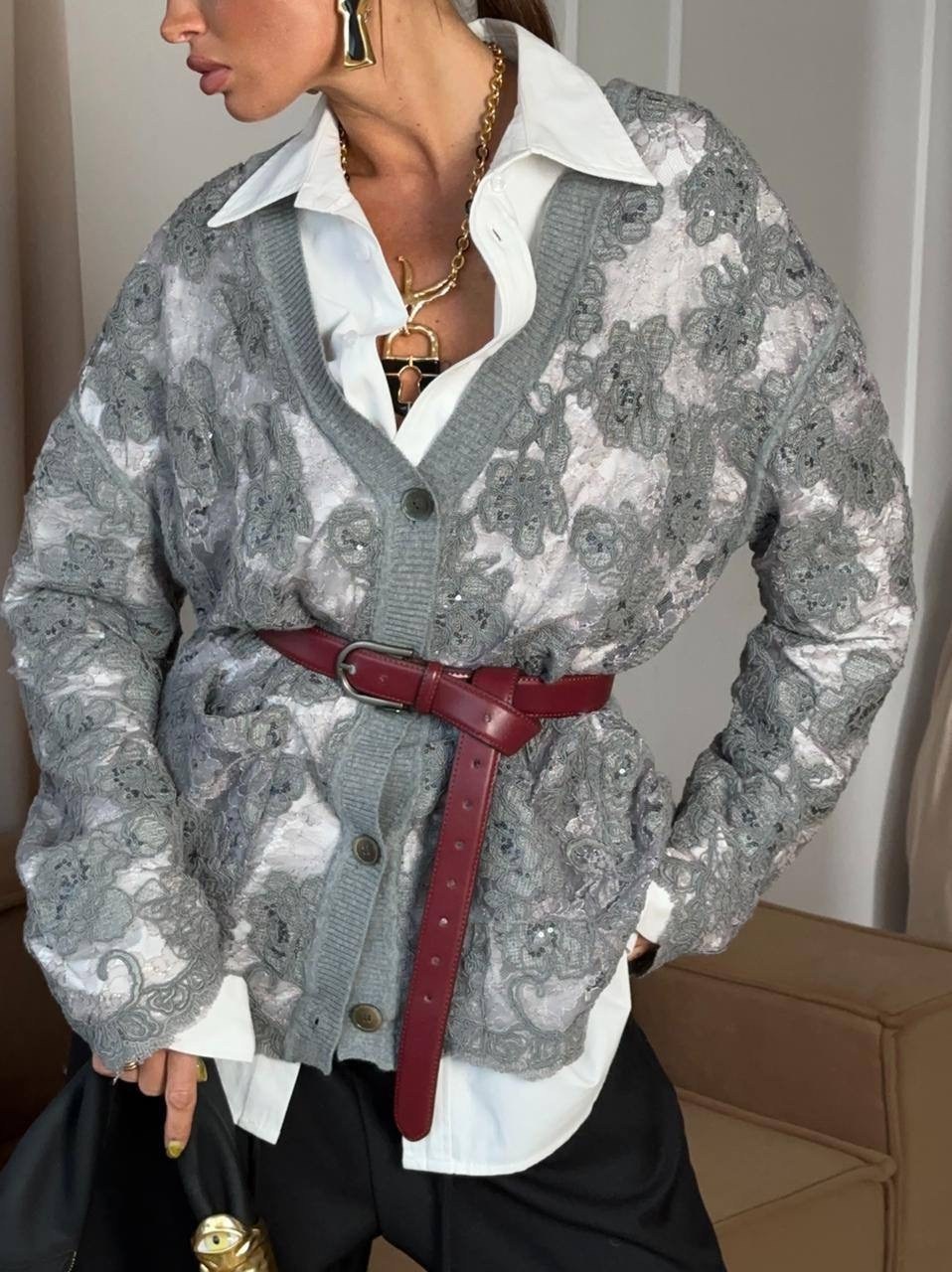 трикотажный костюм,костюм с брюками,костюм стильный,брючный комплект,серый кардиган