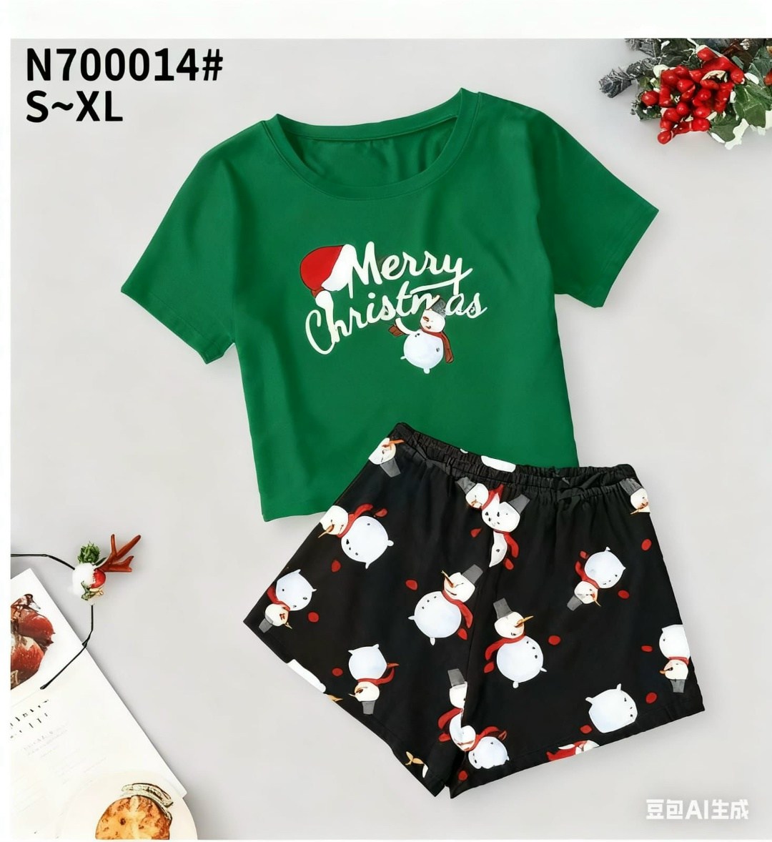 новогодняя пижама женская,пижамы женская с шортами,пижама новогодняя,пижамы женски,пижама женская футболка и шорты