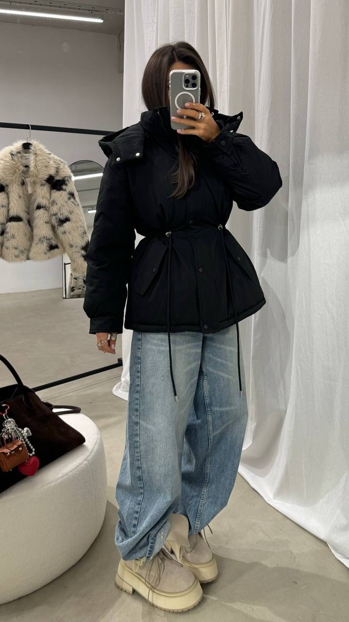 куртка пуховик,пуховик с поясом,женская зимняя куртка,пуховик с поясом женский,куртка оверсайз