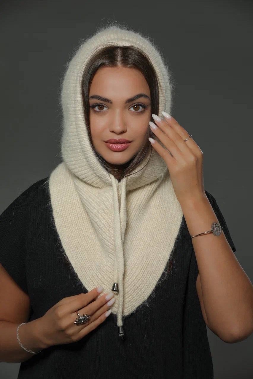 капор женский,капор из ангоры,капор вязаный,шапка платок,капор женский из ангоры