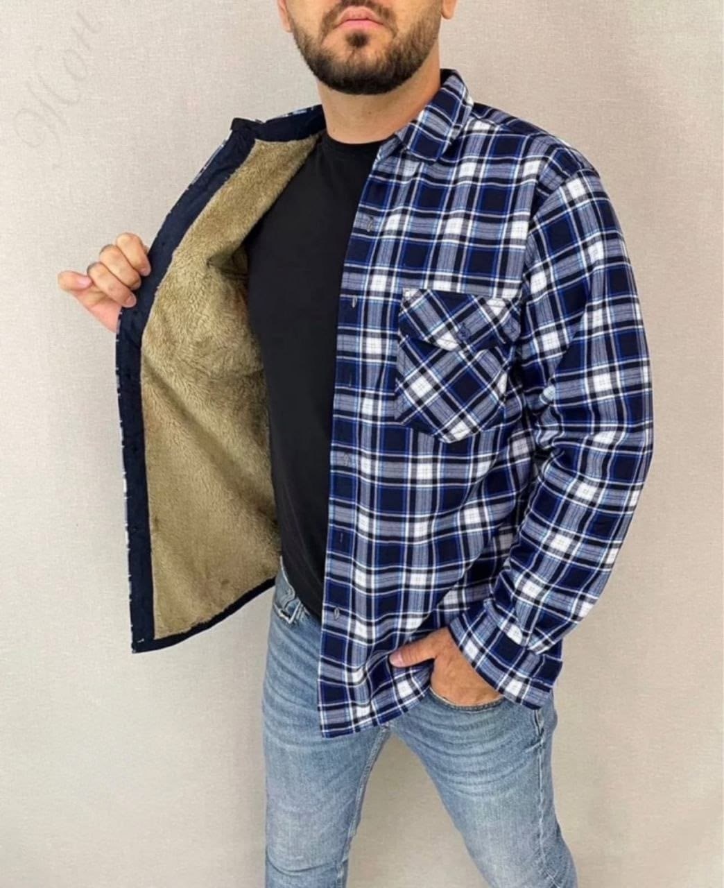 мужская клетчатая рубашка,рубашка на меху,рубашка теплая на флисе,рубашка мужская утепленная,рубашки мужские модные