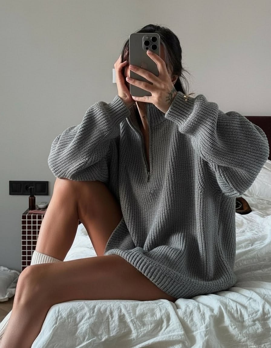 вязаный свитер оверсайз,свитер вязаный оверсайз теплый с горлом и молнией,свитер женский оверсайз,свитера женские,модные свитера