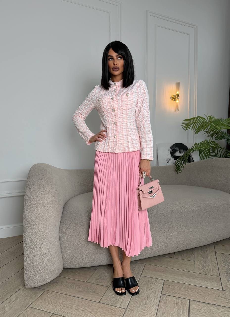 плиссированная юбка,плиссе юбка,серая плиссированная юбка,костюм с юбкой плиссе,плиссированная юбка с жакетом