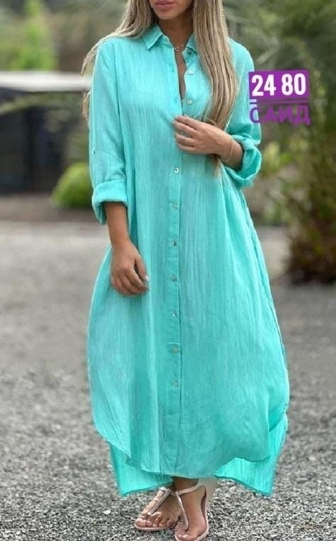 длинное платье рубашка,легкое платье рубашка,женское платье рубашка,платье рубашка свободного кроя,платье рубашка из хлопка и льна