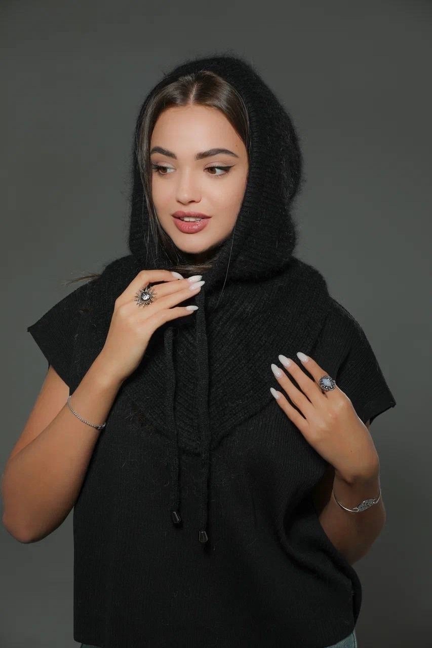 капор женский,капор из ангоры,капор вязаный,шапка платок,капор женский из ангоры