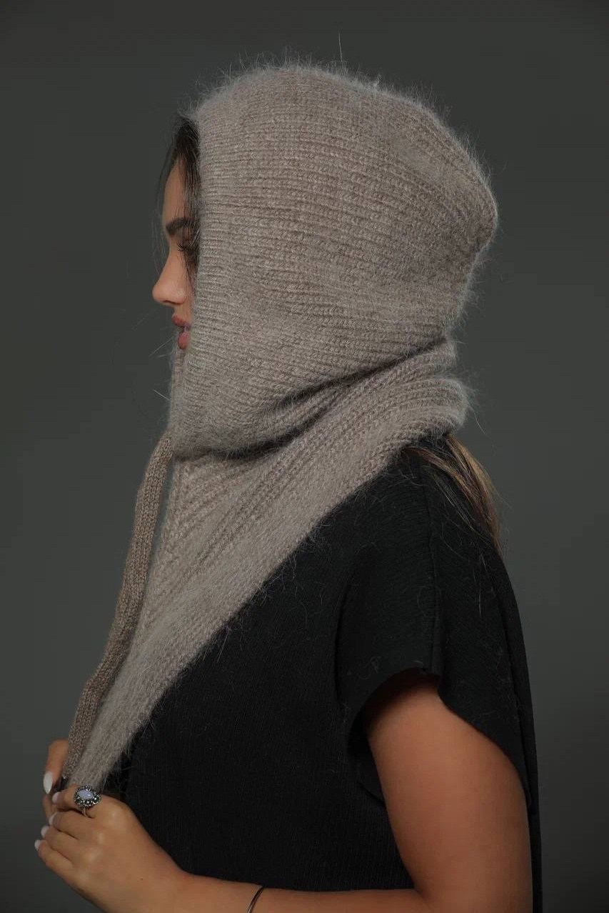 капор женский,капор из ангоры,капор вязаный,шапка платок,капор женский из ангоры