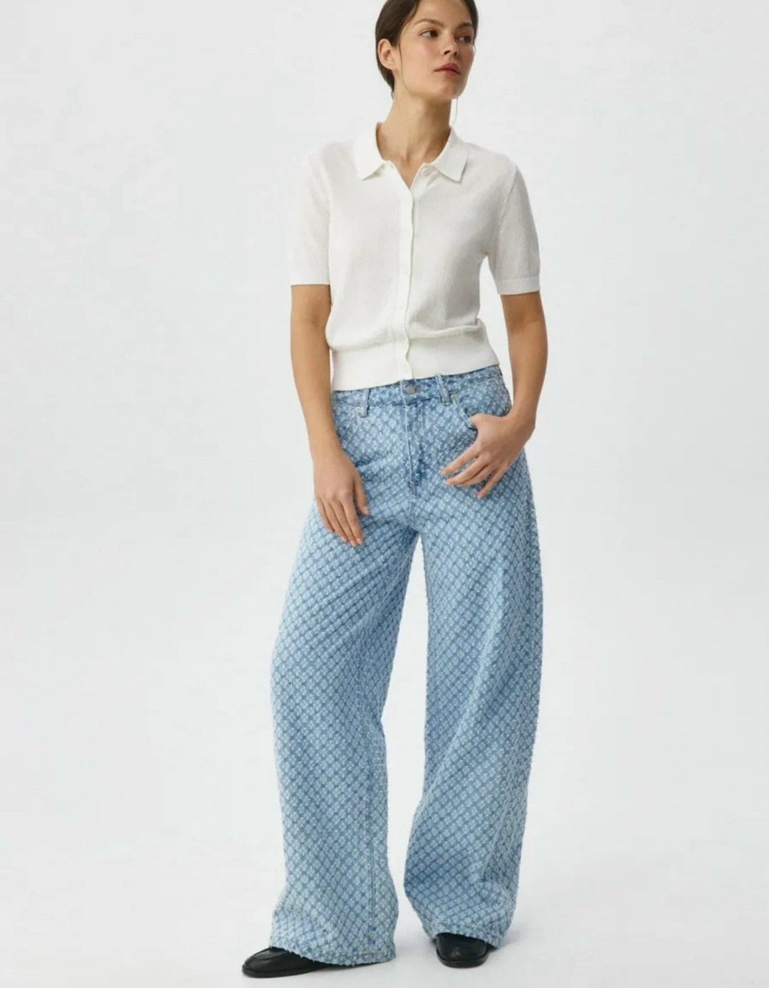 джинсы женские широкие,джинсы женские,джинсы sela женские,широкие джинсы с высокой посадкой,широкие джинсы