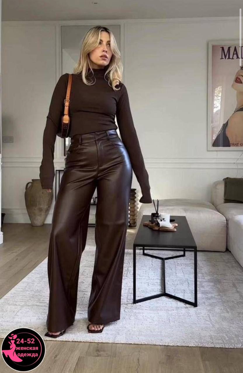 кожаные брюки прямого кроя,брюки клеш из экокожи,брюки экокожа женские,брюки женские кожаные,брюки из эко кожи
