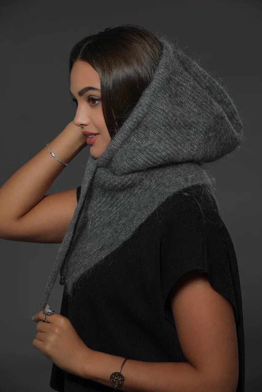 капор женский,капор вязаный,шапка платок,капор,капор из ангоры