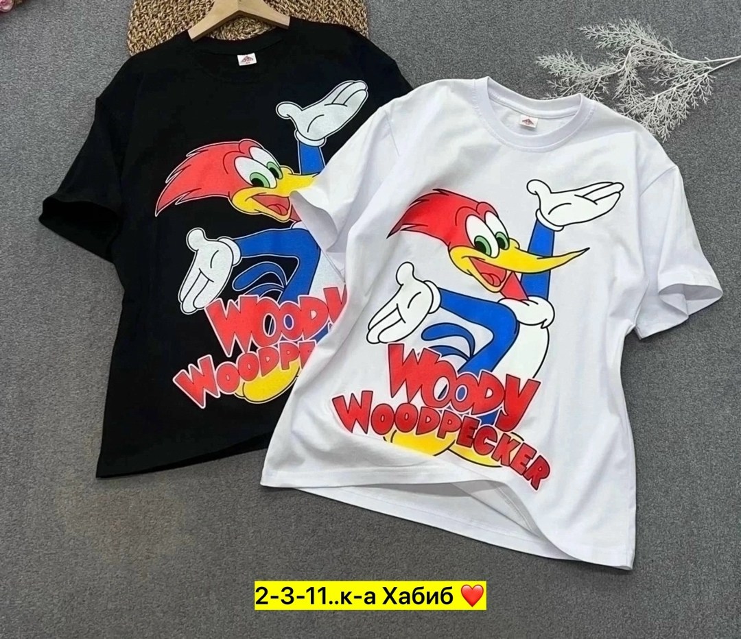 детская футболка,футболки оверсайз,футболки модные,футболка дятел вуди,футболка черная детская