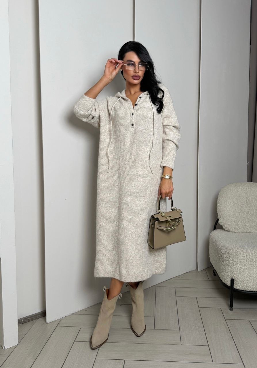 платье с капюшоном трикотажное,платье с капюшоном,теплое платье с капюшоном,трикотажное платье,длинное вязаное платье