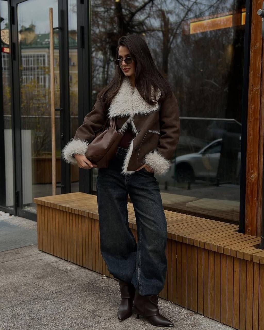 женская дубленка,зимняя дубленка,дубленка авиатор,модная куртка,стильная дубленка
