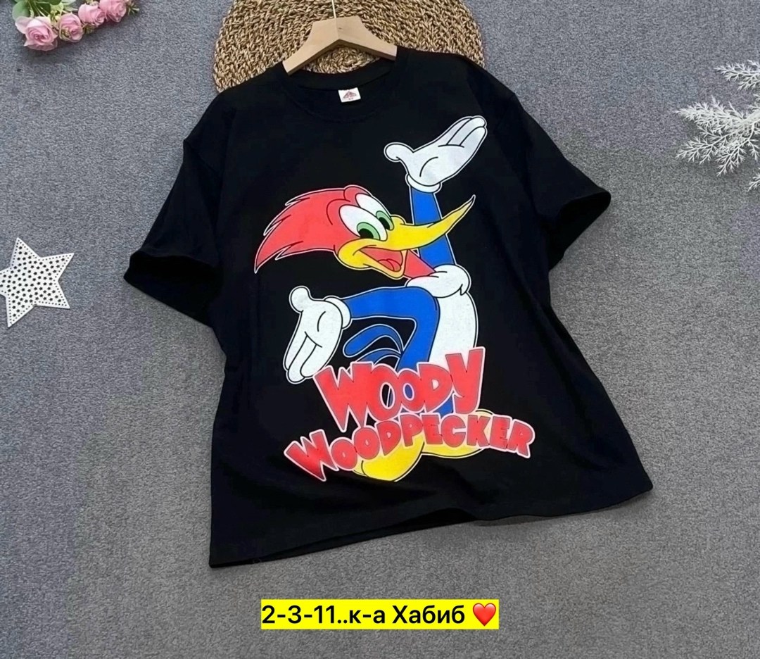 детская футболка,футболки оверсайз,футболки модные,футболка дятел вуди,футболка черная детская