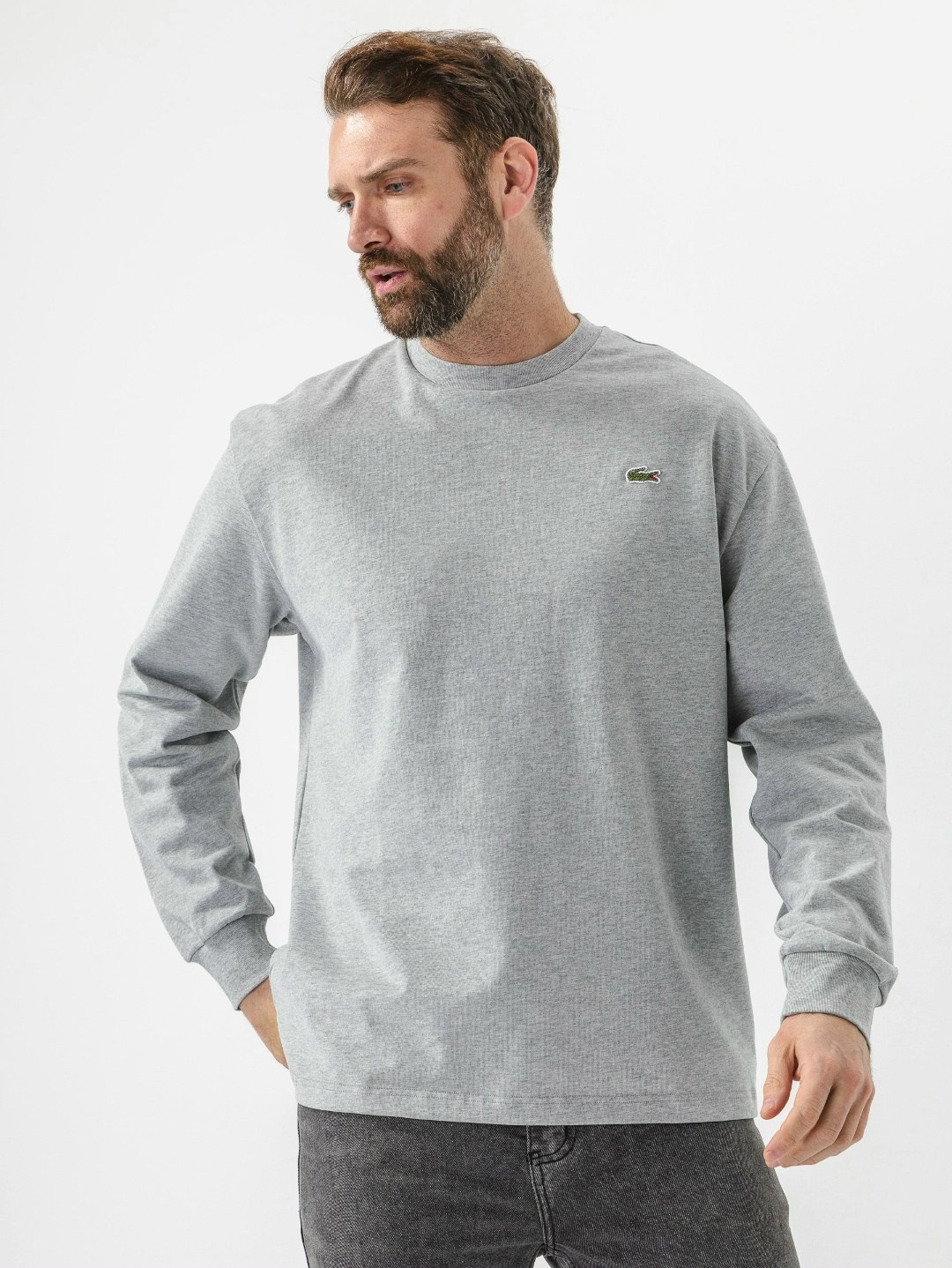 лонгслив лакост,лонгслив lacoste,лонгслив lacoste лонгслив,мужские свитшоты,серый лонгслив